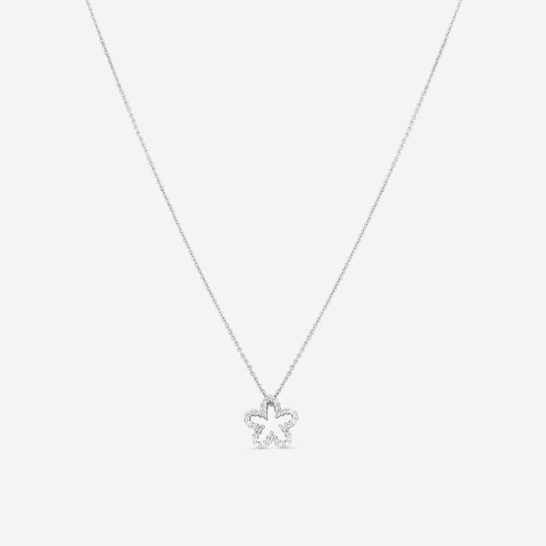 Roberto Coin Tiny Treasures 18K White Gold Diamond Flower Pendant Necklace 001253AWCHX0 - THE SOLIST