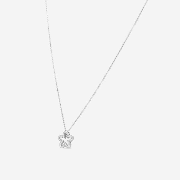 Roberto Coin Tiny Treasures 18K White Gold Diamond Flower Pendant Necklace 001253AWCHX0 - THE SOLIST