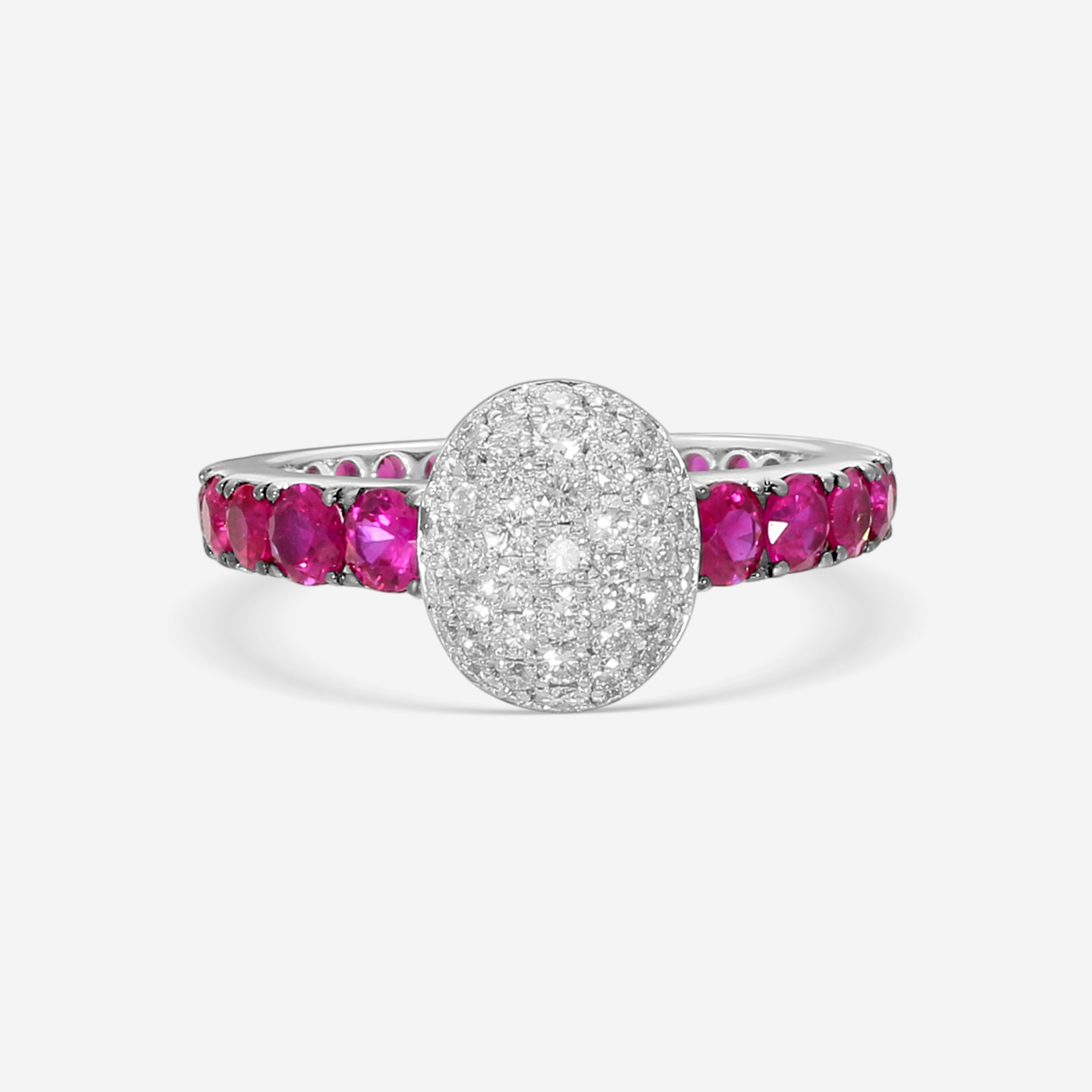 Crivelli 18K White Gold Ruby & Diamond Domed Oval Ring Sz. 6.75 035-R22687 - THE SOLIST
