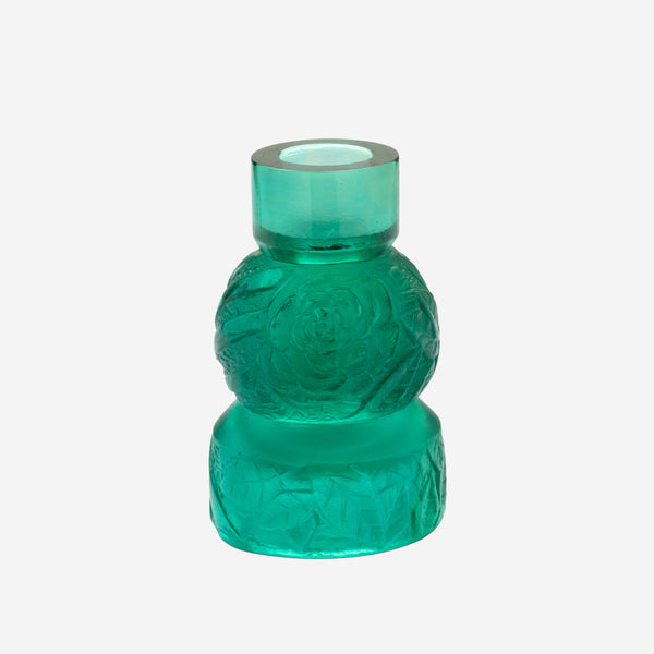 Daum Empreinte Green Crystal Candle Holder 05589-1