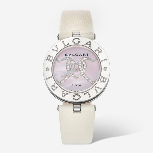 Bvlgari B.zero1 Pink Mother Of Pearl Diamond Heart Motif Dial Quartz Ladies Watch