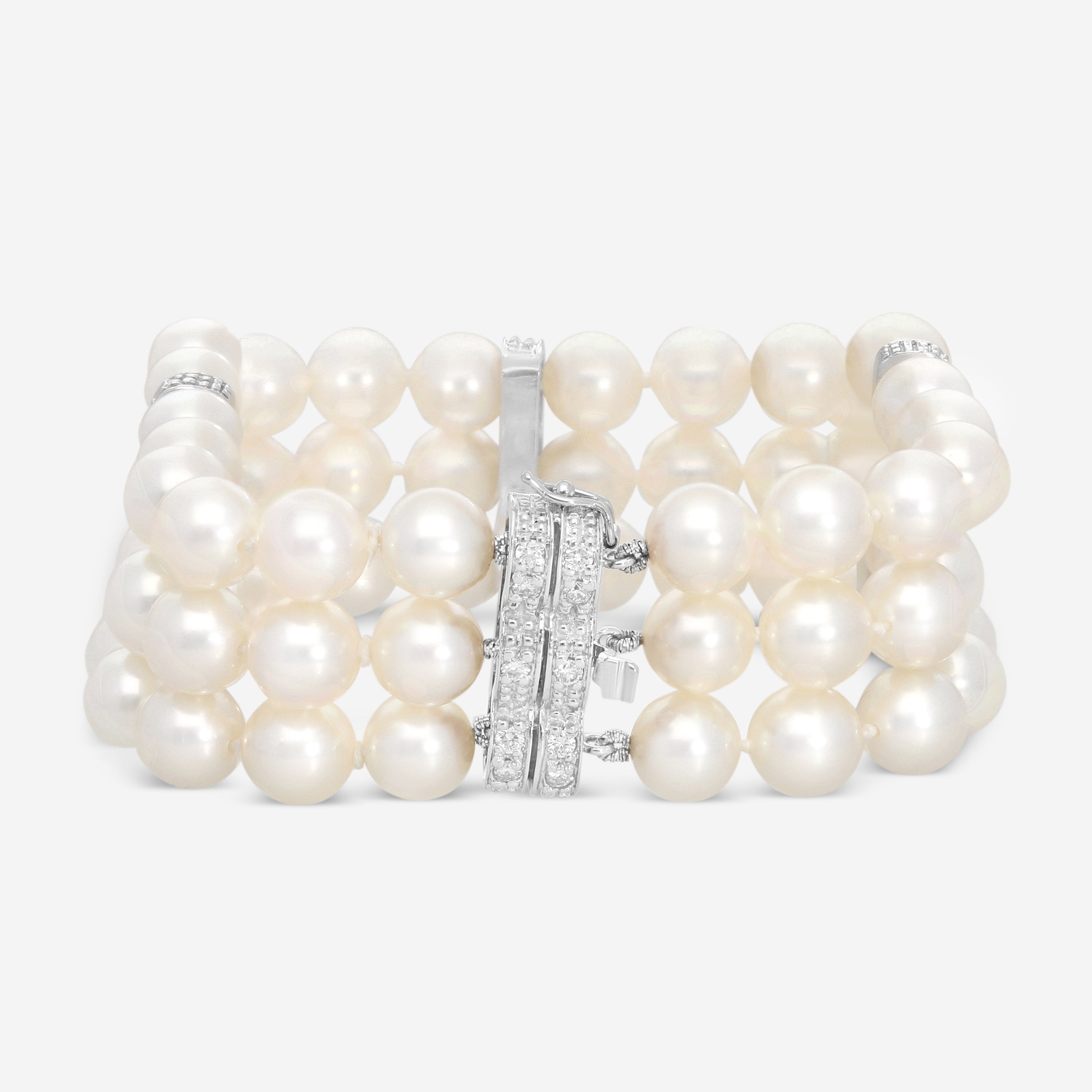 Assael 18K White Gold Japanese Akoya Cultured Pearl & Diamond Bracelet B1235 - THE SOLIST