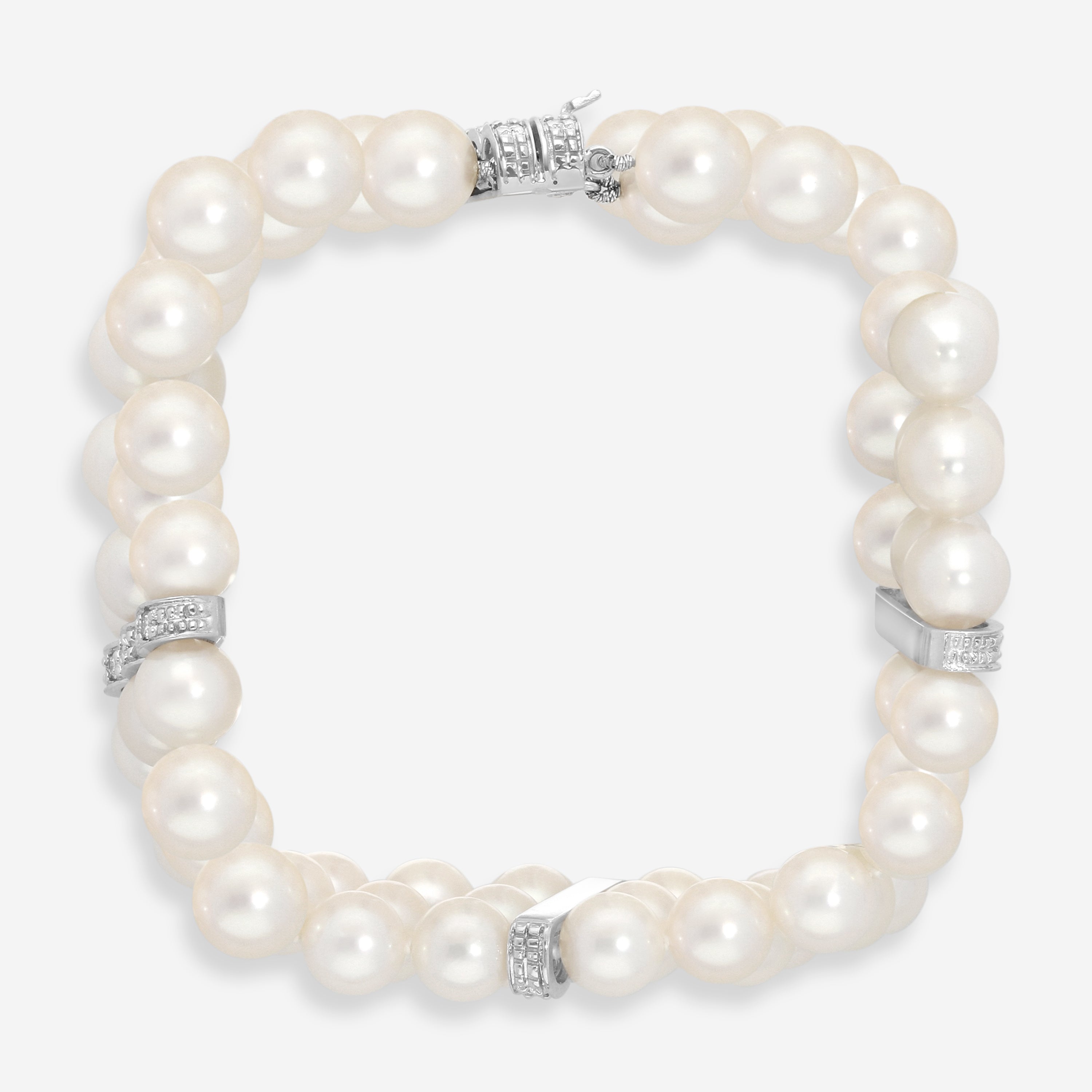 Assael 18K White Gold Japanese Akoya Cultured Pearl & Diamond Bracelet B1235 - THE SOLIST