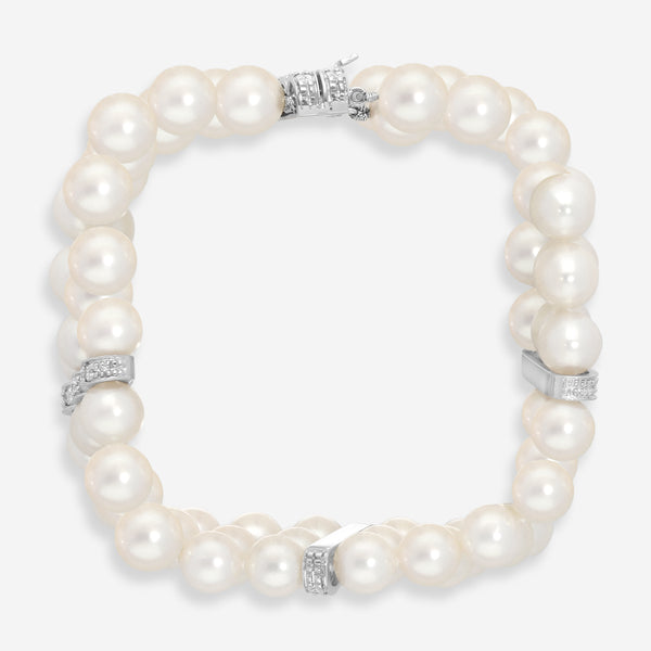Assael 18K White Gold Japanese Akoya Cultured Pearl & Diamond Bracelet B1235