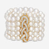 Assael 18K Yellow Gold Pave Woven Five Row Japanese Akoya Cultured Pearl Bracelet ACB0007 - THE SOLIST