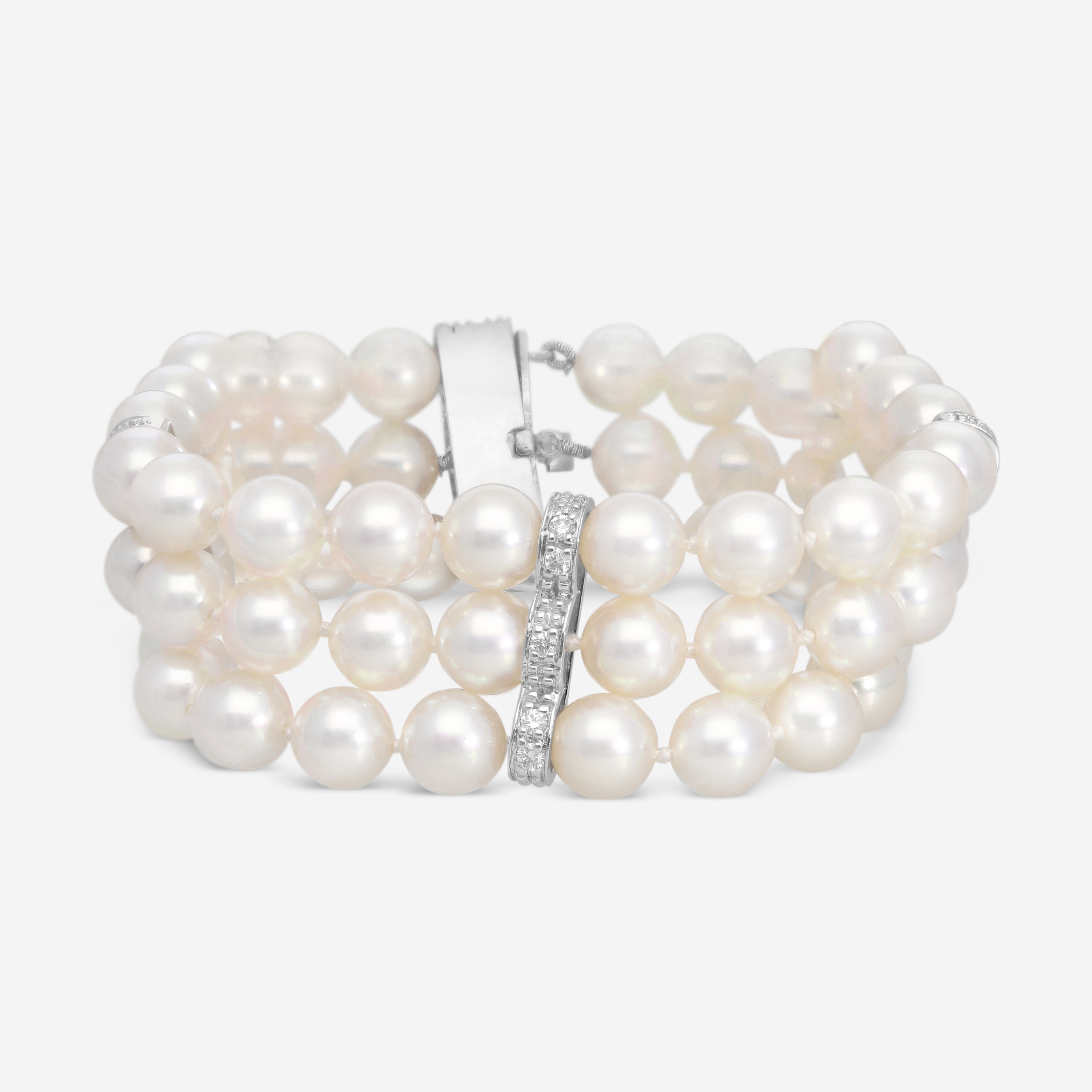Assael 18K White Gold Japanese Akoya Cultured Pearl & Diamond Bracelet B1194 - THE SOLIST