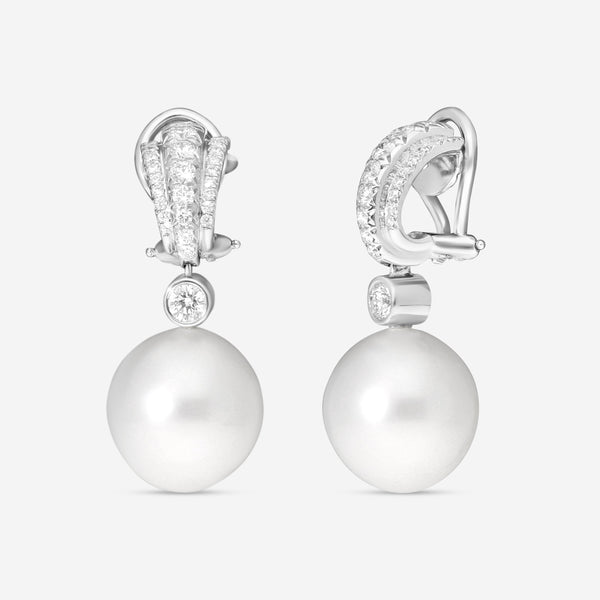 Assael 18K White Gold Diamond & South Sea Cultured Pearl Drop Earrings E7296 - THE SOLIST