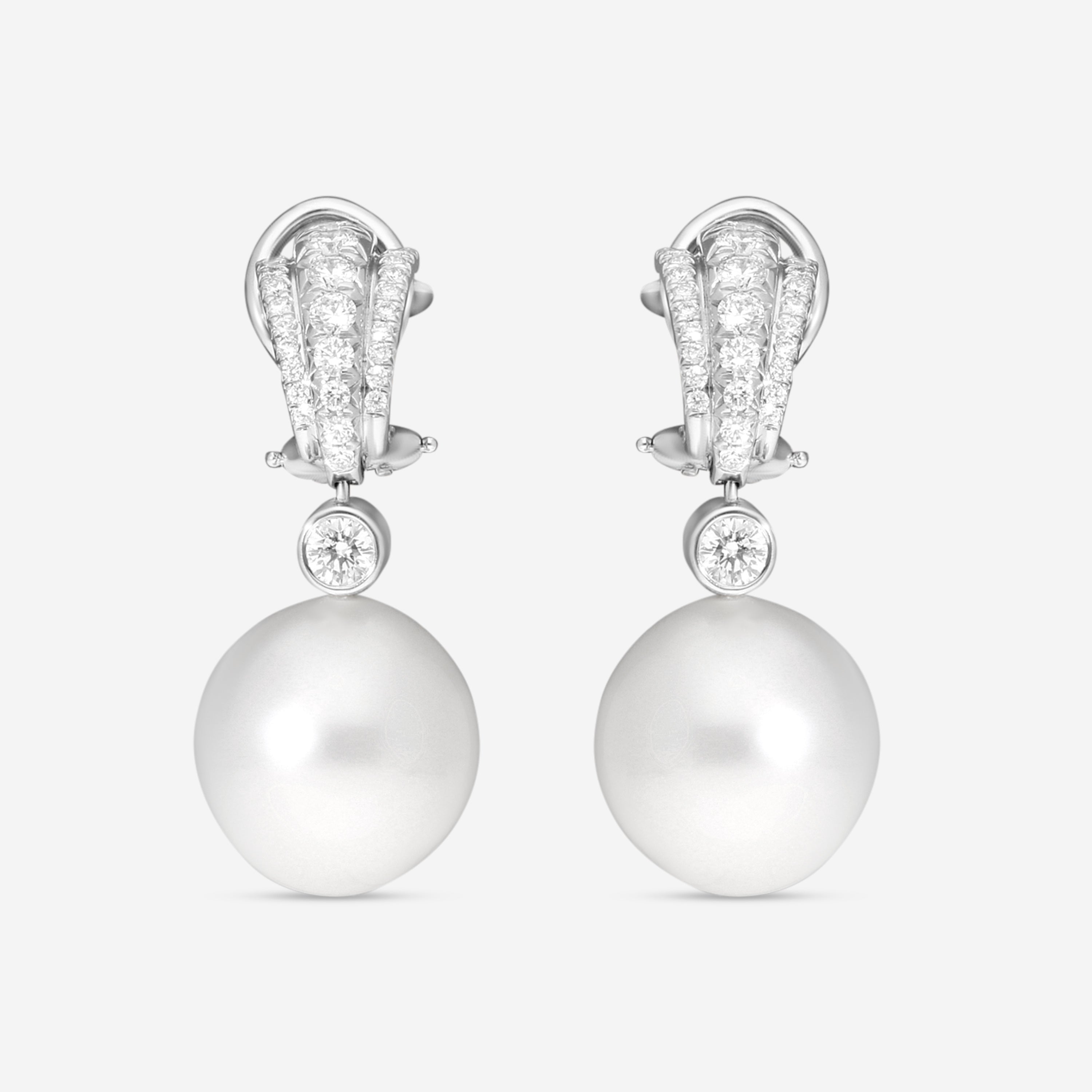 Assael 18K White Gold Diamond & South Sea Cultured Pearl Drop Earrings E7296 - THE SOLIST