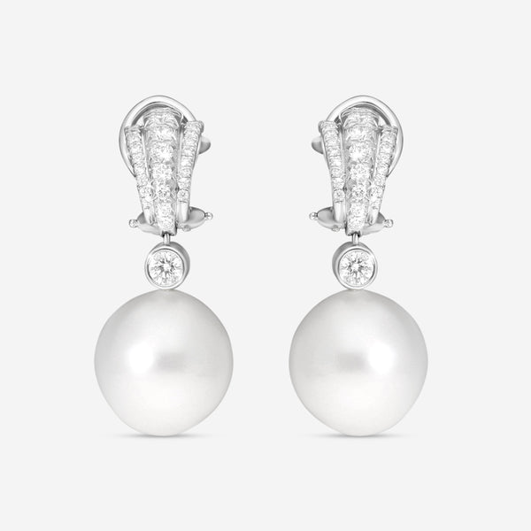 Assael 18K White Gold Diamond & South Sea Cultured Pearl Drop Earrings E7296 - THE SOLIST