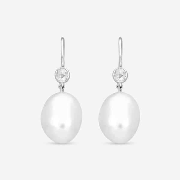 Assael 18K White Gold Diamond & South Sea Baroque Pearl Drop Earrings E5277