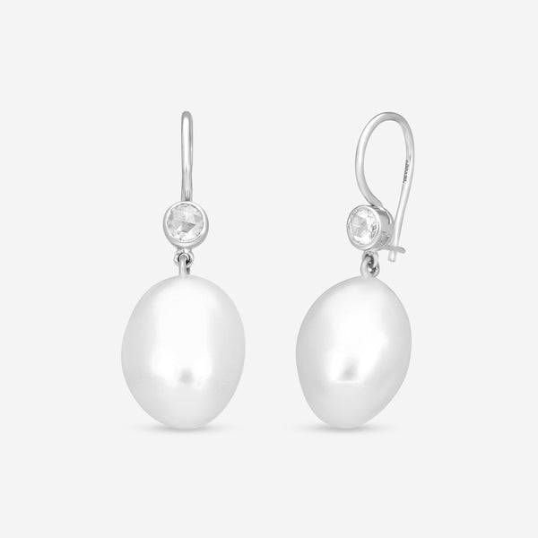 Assael 18K White Gold Diamond & South Sea Baroque Pearl Drop Earrings E5277