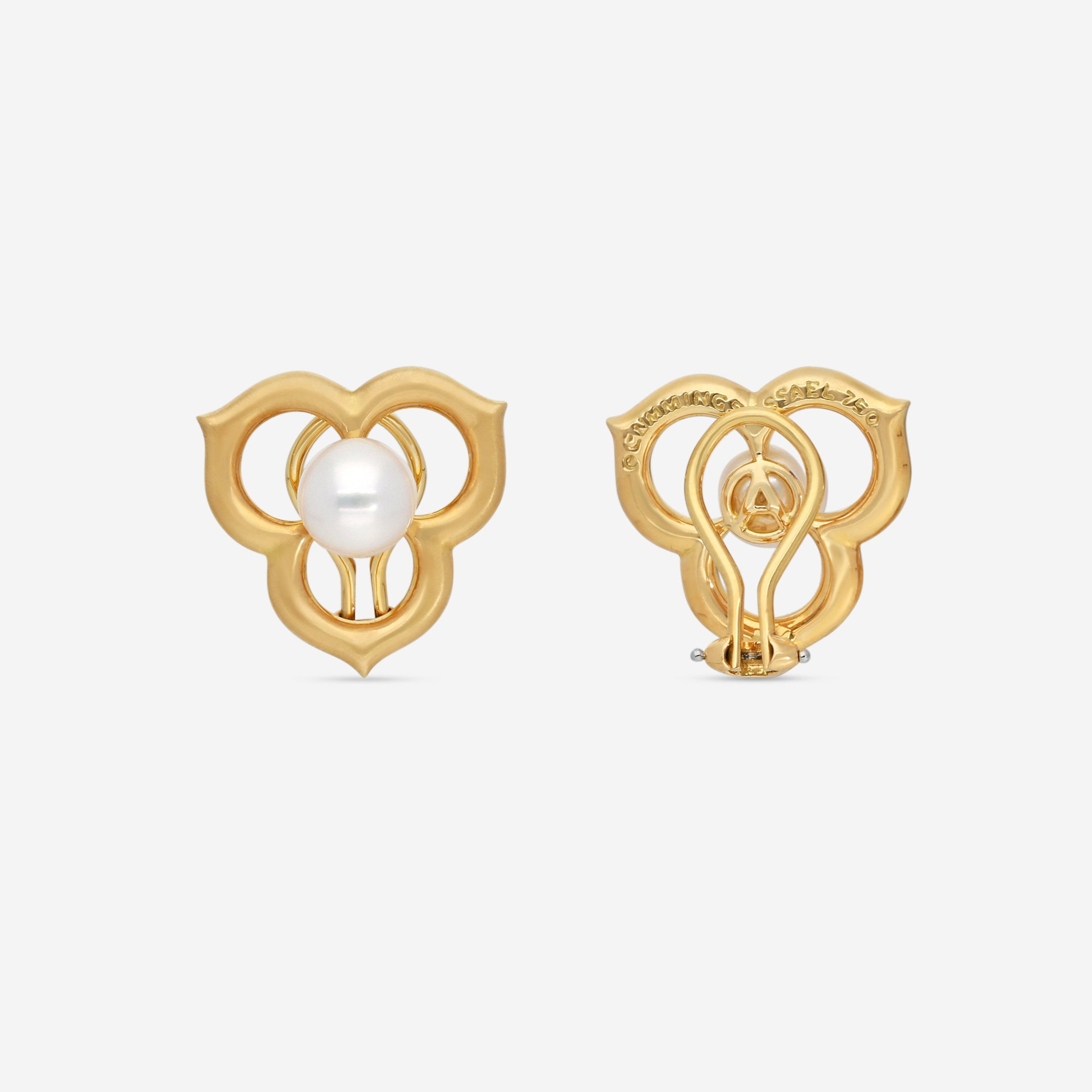 Assael 18K Yellow Gold Japanese Akoya Cultured Pearl Open Petal Earrings ACE0035 - THE SOLIST