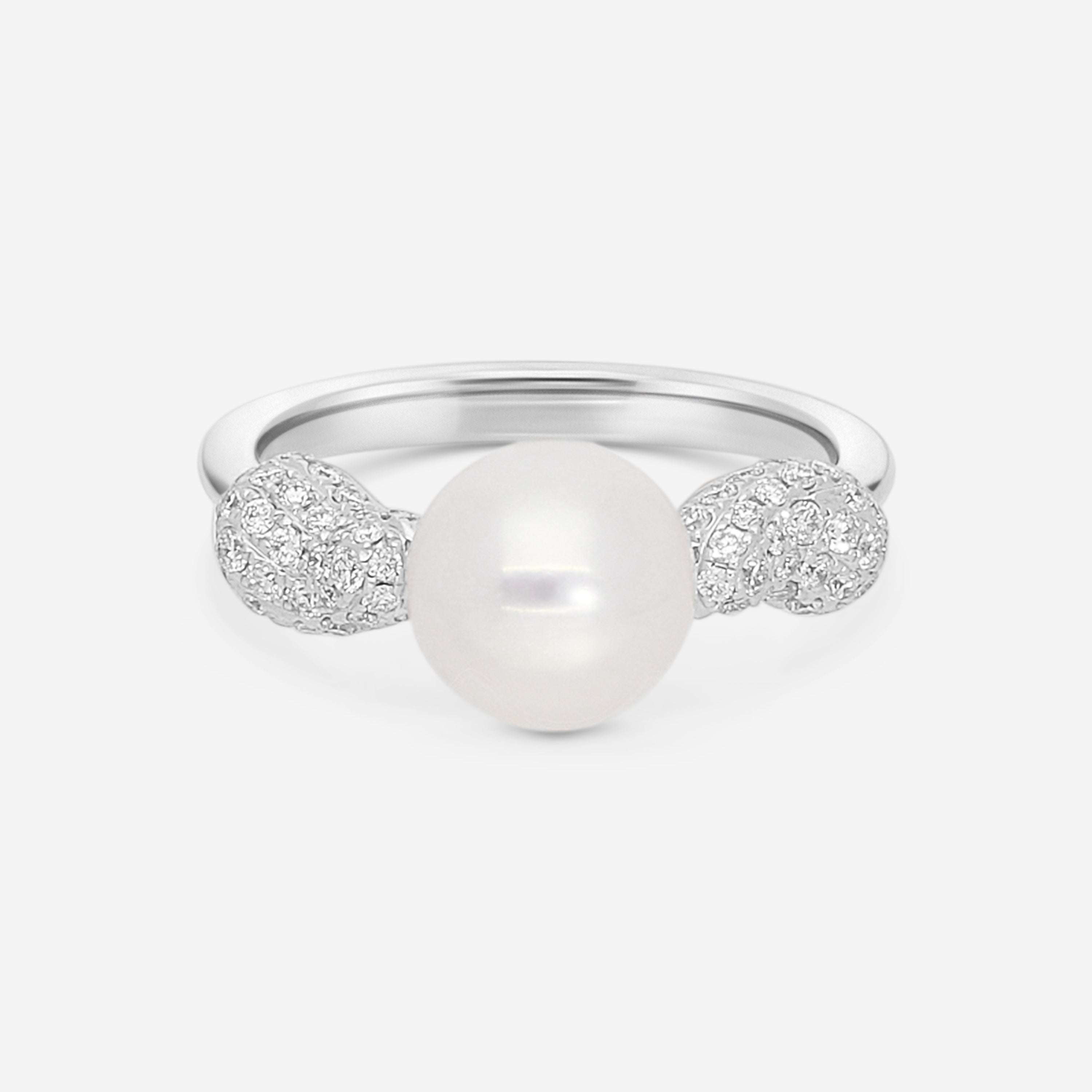 Assael 18K White Gold Diamond & Akoya Cultured Pearl Ring Sz. 6 R4273 - THE SOLIST