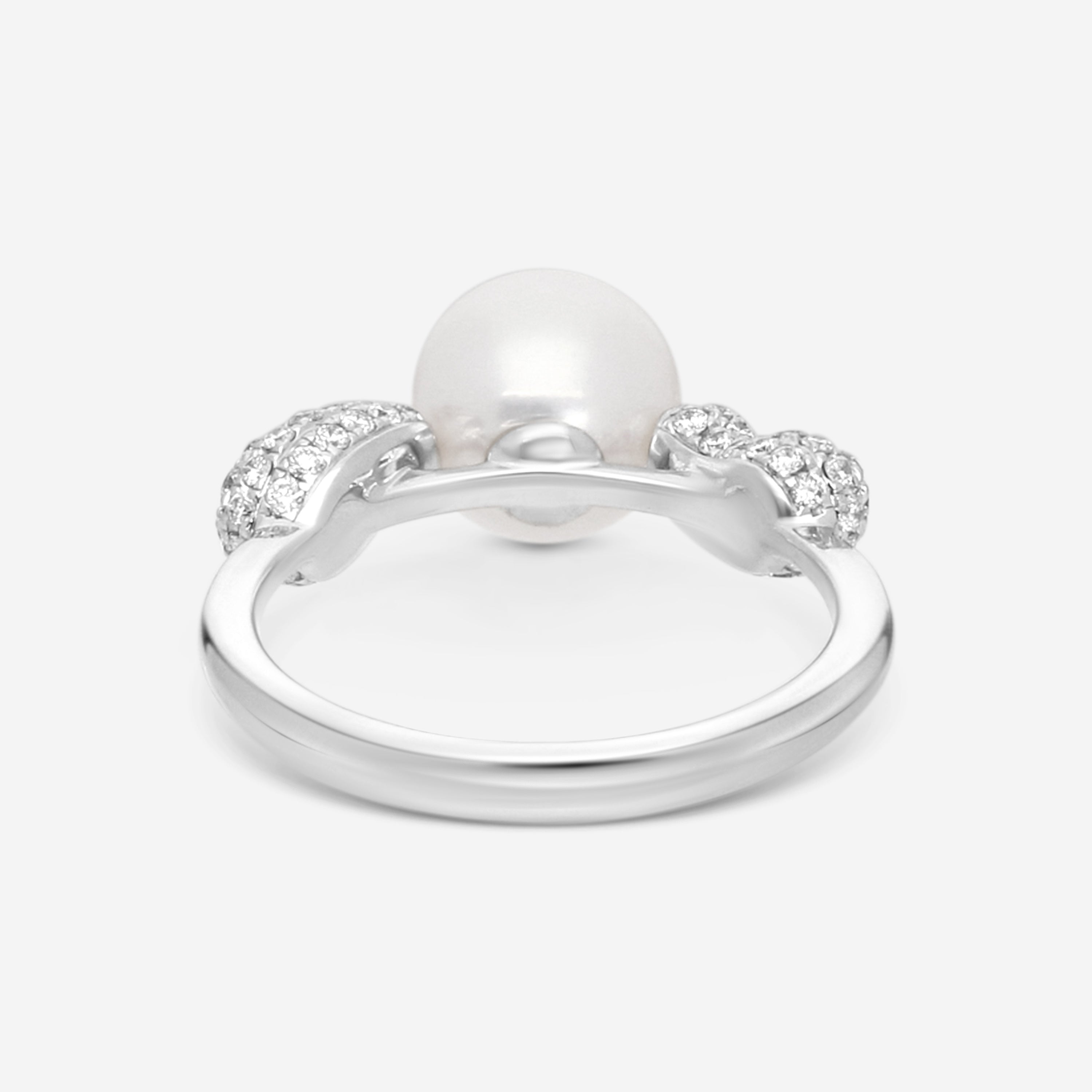 Assael 18K White Gold Diamond & Akoya Cultured Pearl Ring Sz. 6 R4273 - THE SOLIST