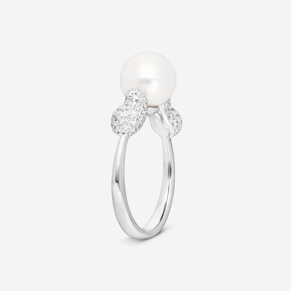 Assael 18K White Gold Diamond & Akoya Cultured Pearl Ring Sz. 6 R4273