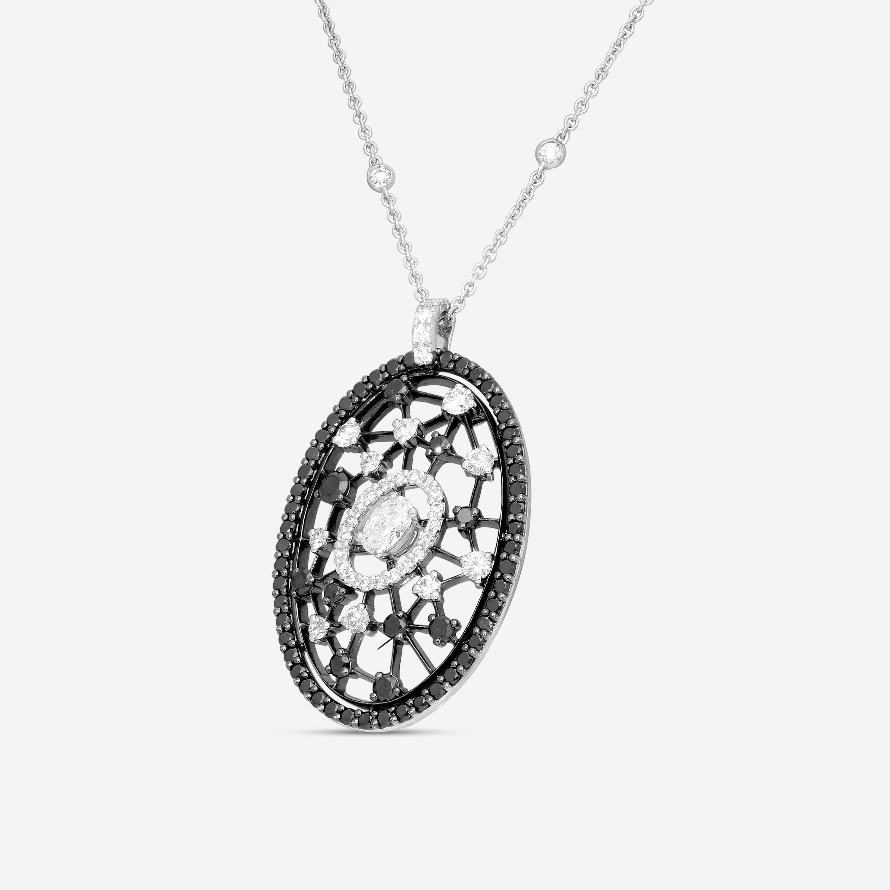 Crivelli 18K White Gold Diamond Oval Pendant Necklace 159-C057 - THE SOLIST