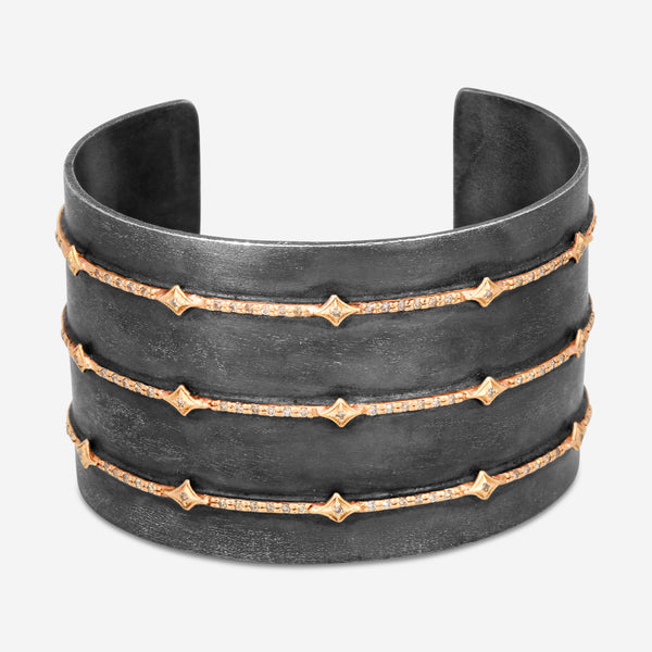Armenta Rose World 14K Rose Gold & Blackened Sterling Silver Champagne Diamond Cuff Bracelet 15901 - THE SOLIST