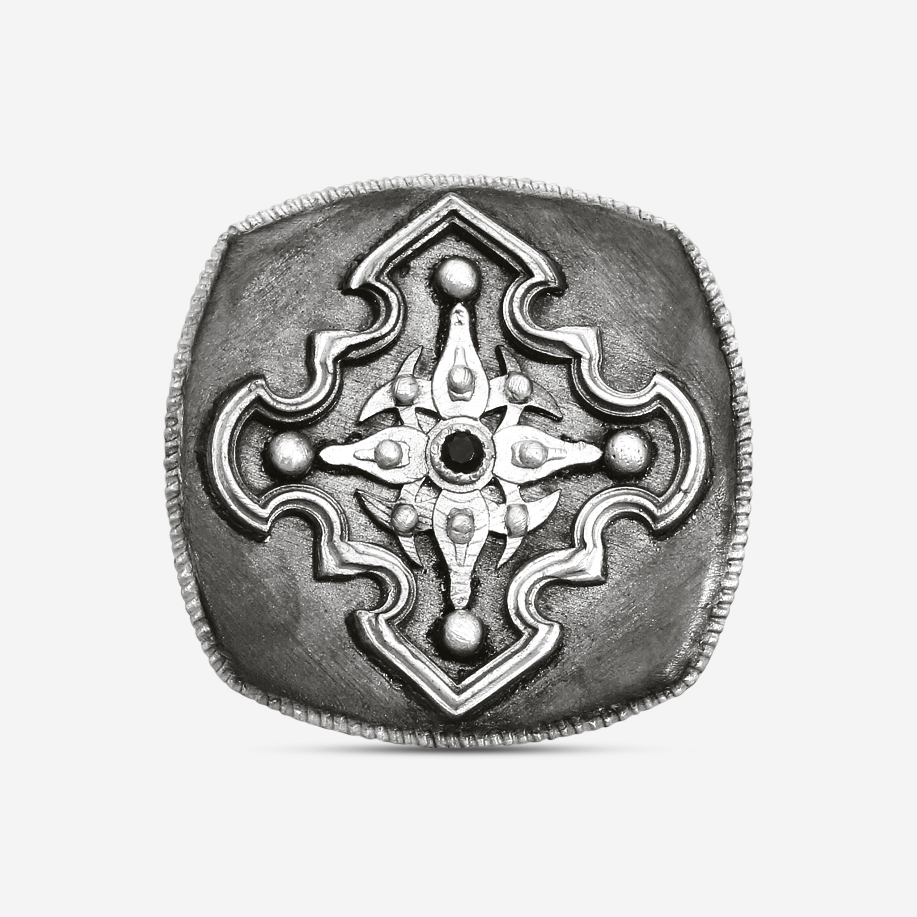 Armenta Romero Sterling Silver Black Sapphire Pointed Cross Ring Sz. 10.5 17997