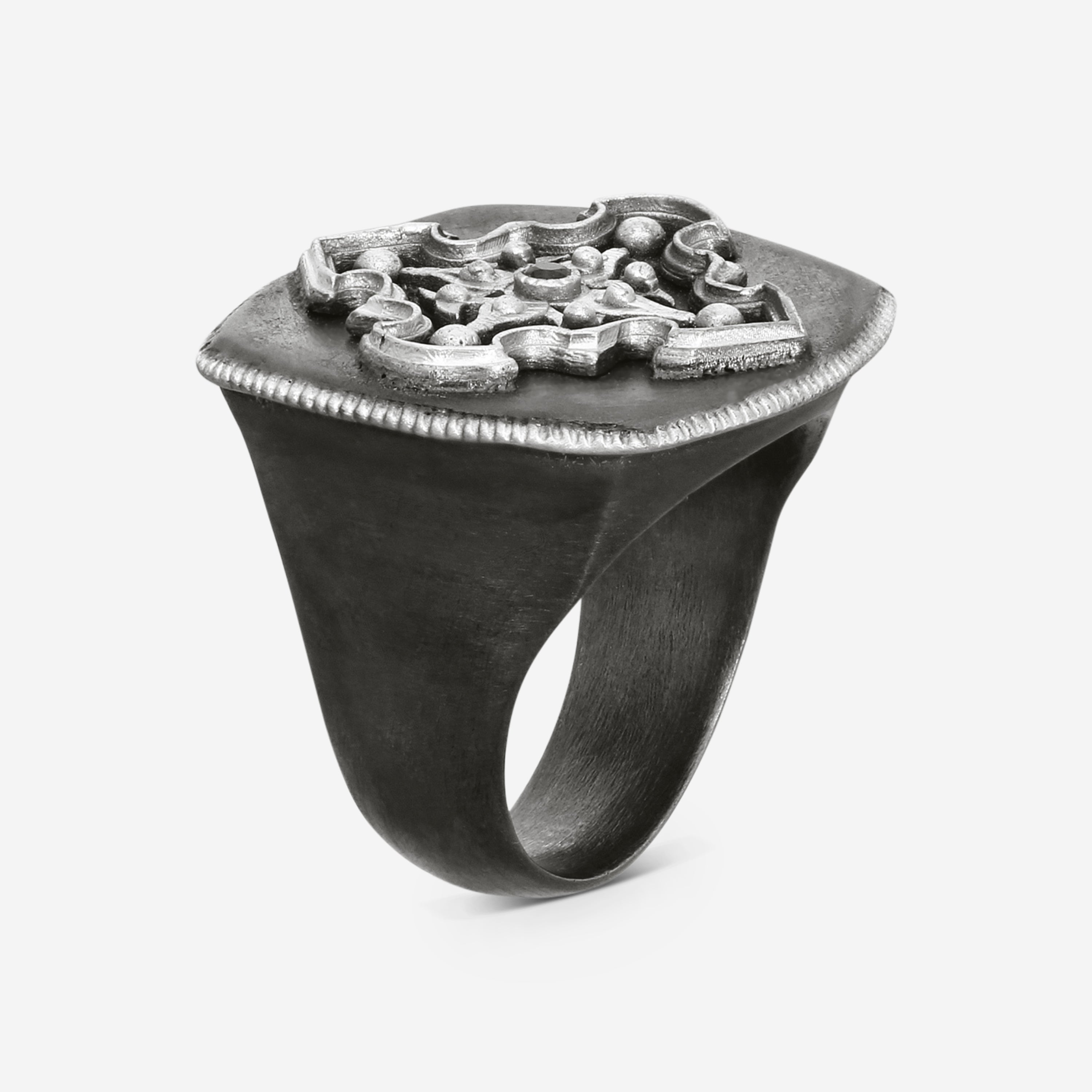 Armenta Romero Sterling Silver Black Sapphire Pointed Cross Ring Sz. 10.5 17997