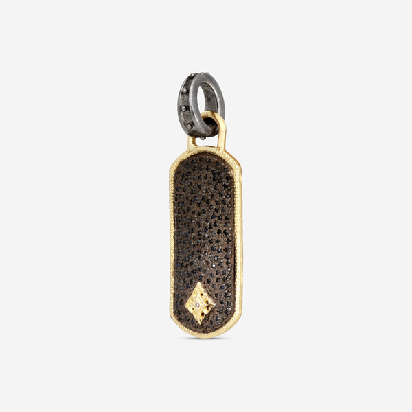 Armenta Men's Romero 18K Yellow Gold & Blackened Sterling Silver Champagne Diamond & Black Sapphire Enhancer 18988 - THE SOLIST