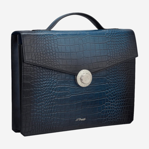 S.T. Dupont Atelier Blue Leather Briefcase 191374