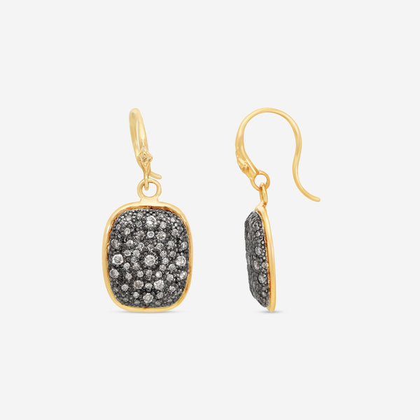 Armenta 14K Rose Gold & Grey Sterling Silver Diamond Pave Shield Drop Earrings 19298