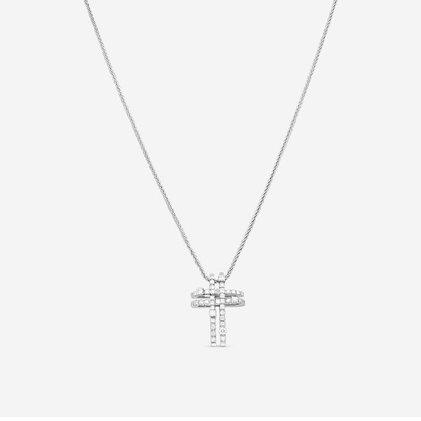 Damiani 18K White Gold Diamond Cross Pendant Necklace 20008881 - THE SOLIST