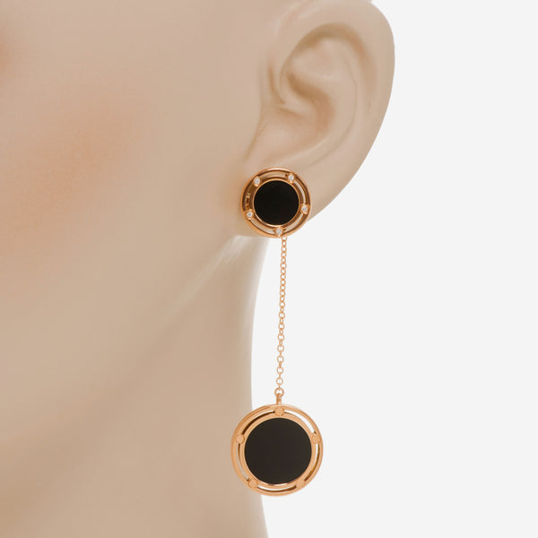 Damiani D.Side 18K Rose Gold Diamond and Onyx Drop Earrings 20080106 - THE SOLIST
