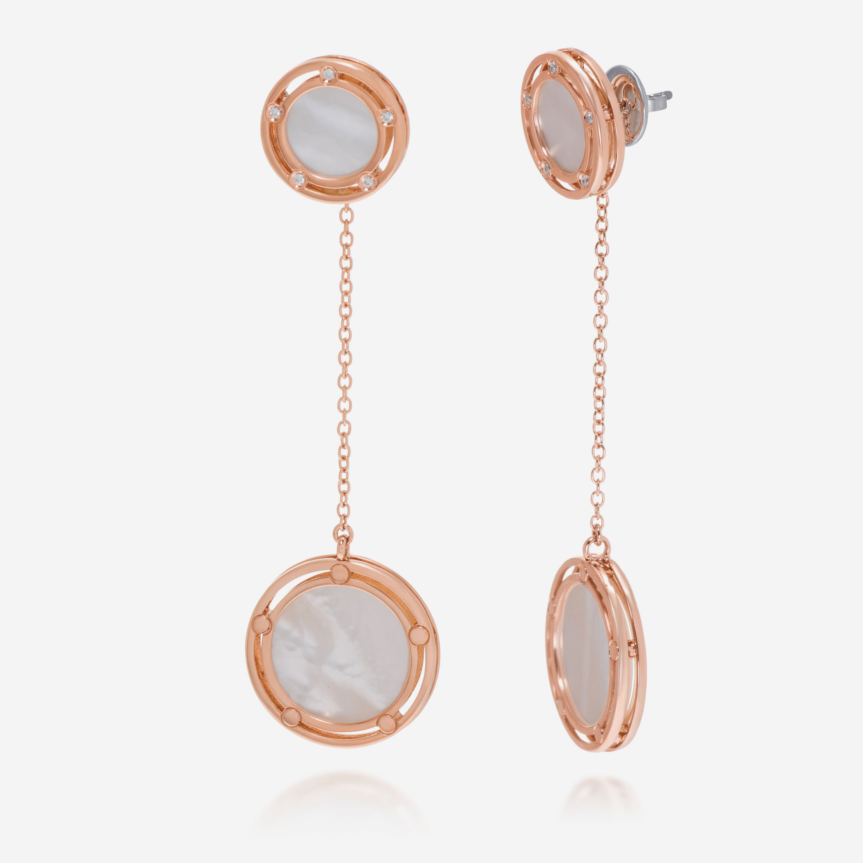 Damiani D.Side 18K Rose Gold Diamond and Mother of Pearl Drop Earrings 20080280 - THE SOLIST