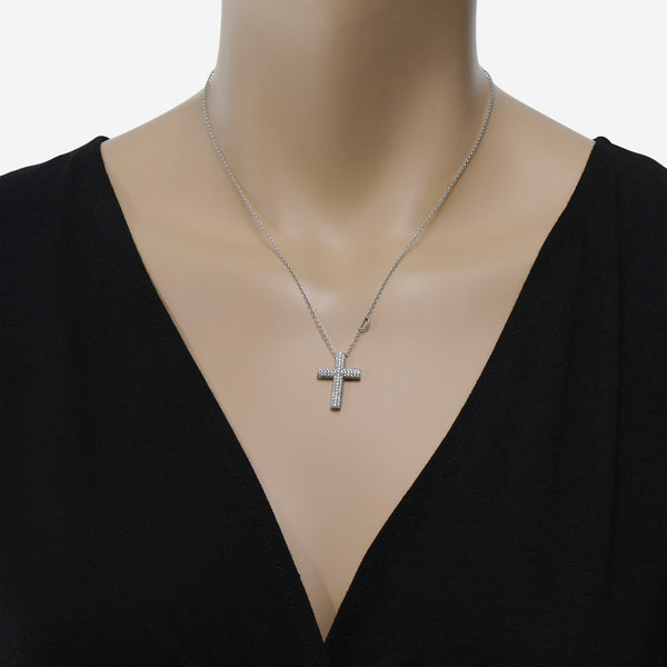 Damiani 18K White Gold, Diamond 0.75ct. tw. Cross Pendant Necklace - THE SOLIST