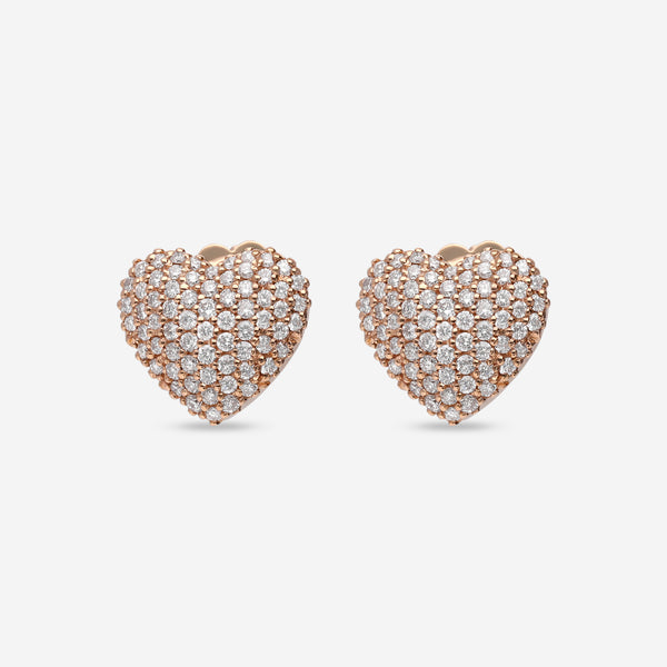 Damiani 18K Rose Gold, Diamond Heart Stud Earrings 20086773 - THE SOLIST