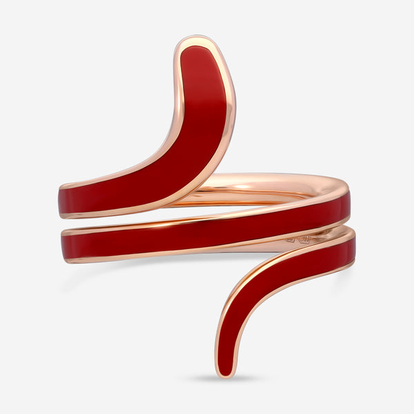 Damiani 18K Rose Gold and Red Ceramic, Diamond Snake Wrap Ring 20089183 - THE SOLIST