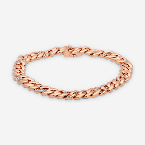 Damiani Gourmette D 18K Rose Gold, Diamond Link Bracelet 20089541 - THE SOLIST