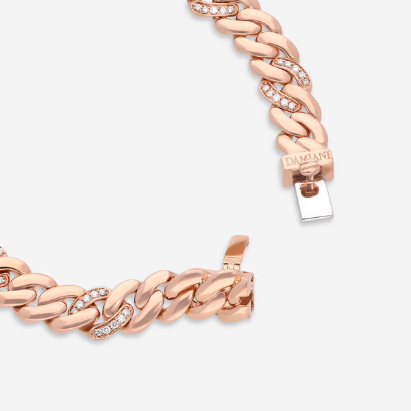 Damiani Gourmette D 18K Rose Gold, Diamond Link Bracelet 20089541 - THE SOLIST