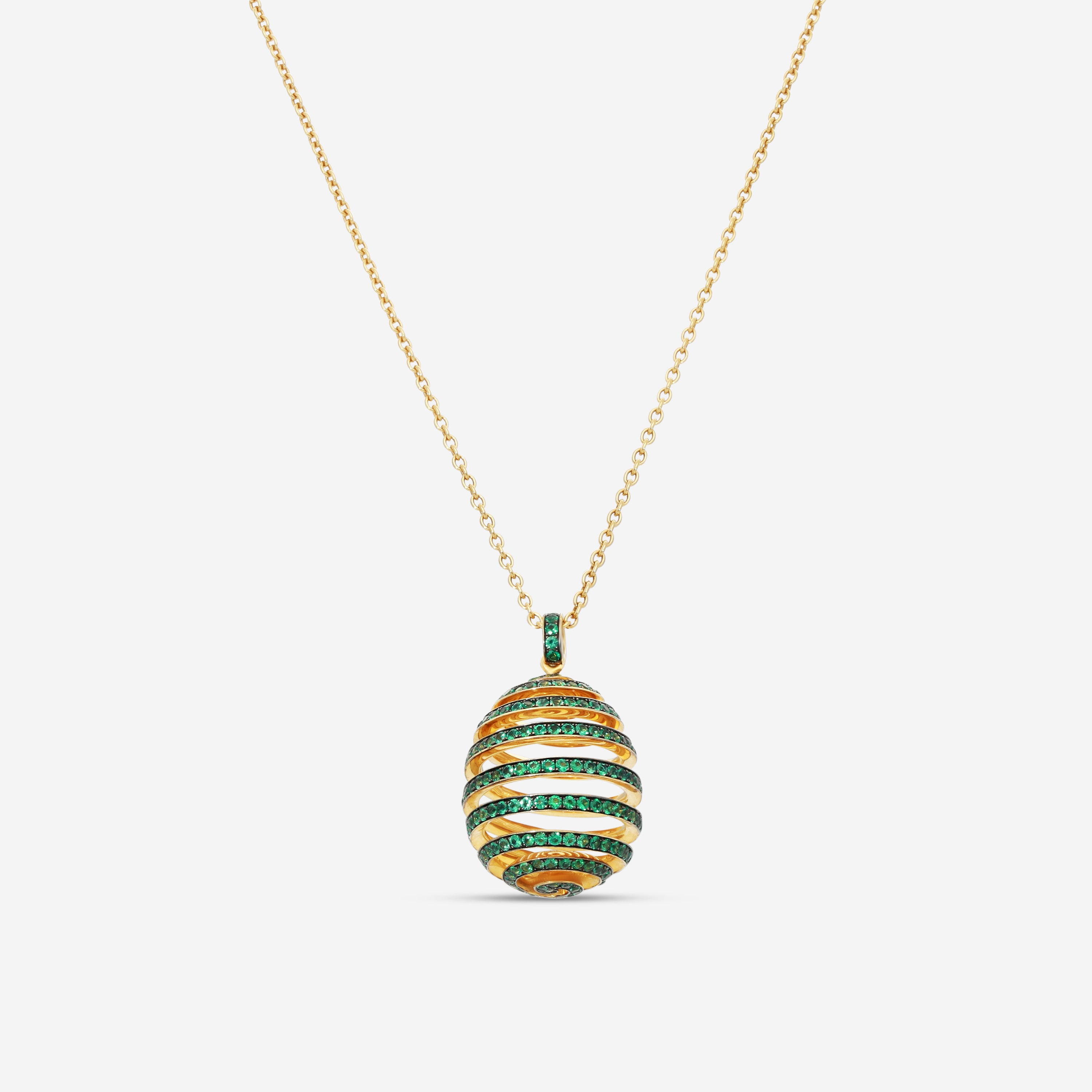 Fabergé Essence 18K Yellow Gold Emerald Spiral Egg Pendant 171FP1161 - THE SOLIST