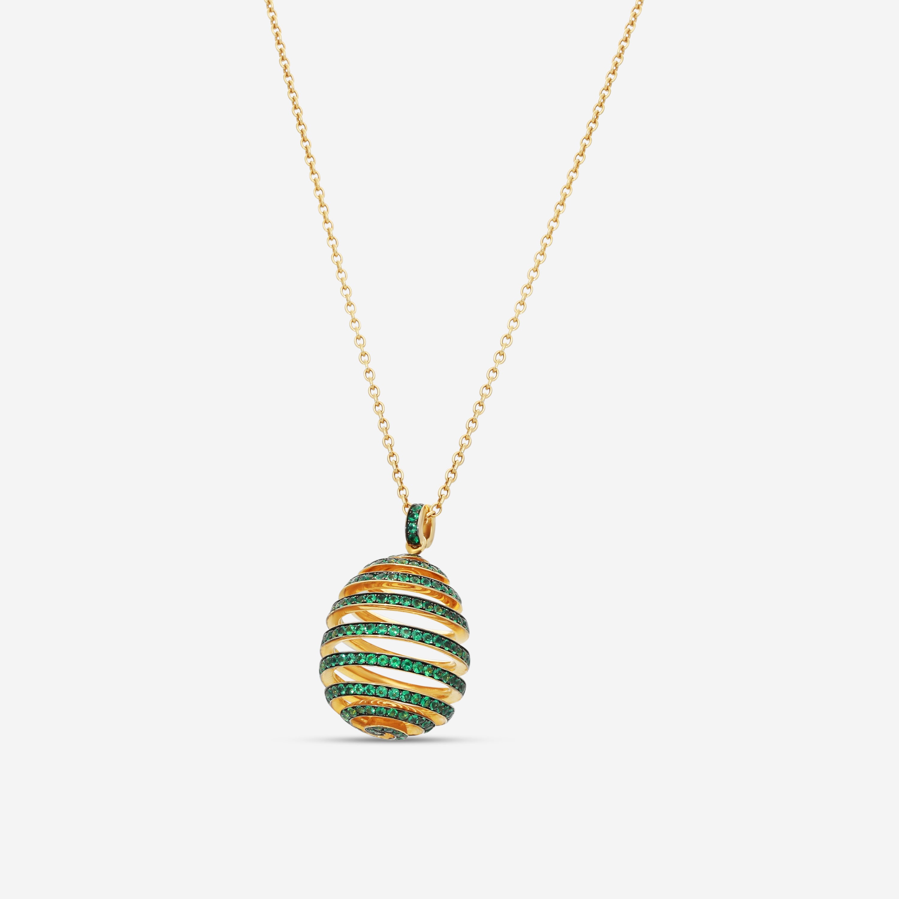 Fabergé Essence 18K Yellow Gold Emerald Spiral Egg Pendant 171FP1161 - THE SOLIST