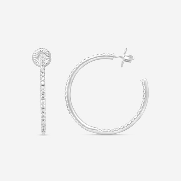 Hearts On Fire Hoopla 18K White Gold Round Earrings HOOPLAR02258W - THE SOLIST