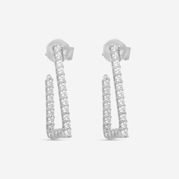 Hearts On Fire Signature 18K White Gold Open Triangle Hoop Earrings HOOPSIGOT00648W - THE SOLIST