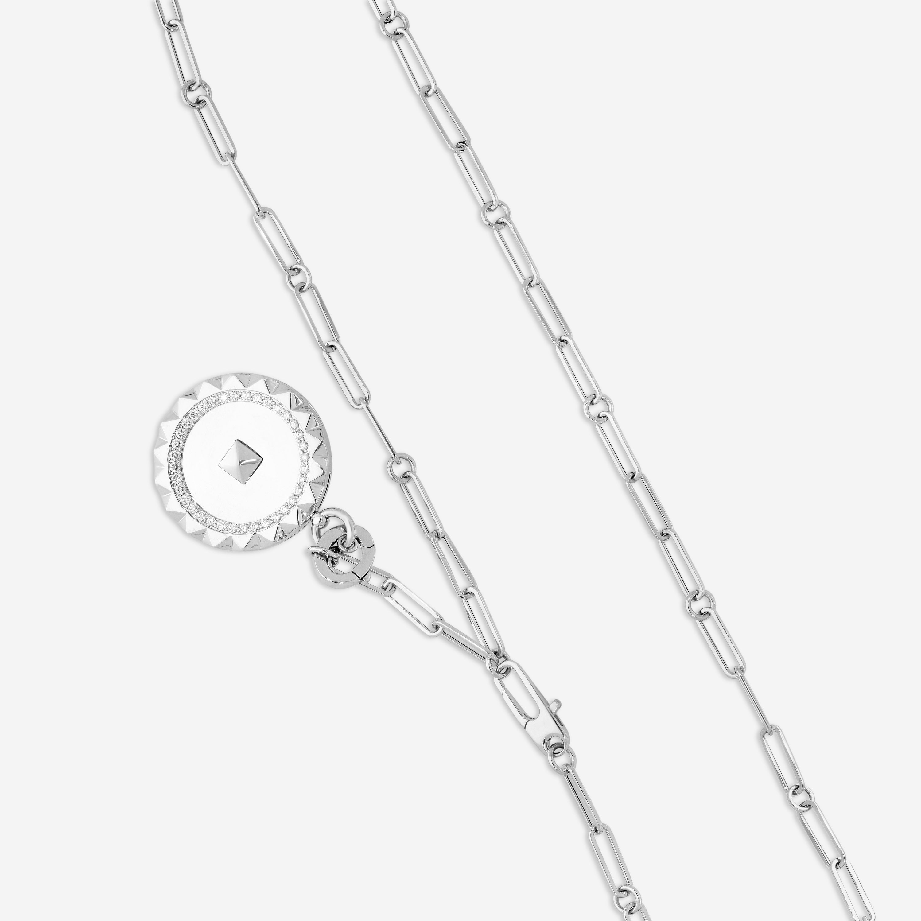 Roberto Coin Obelisco 18K White Gold Diamond Medallion Pendant Necklace 8883121AW19X - THE SOLIST
