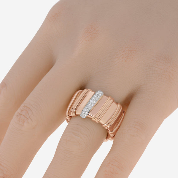 Roberto Coin Nabucco 18K Rose Gold Diamond 0.30ct. tw. Flexible Band Ring 206180AH65X0