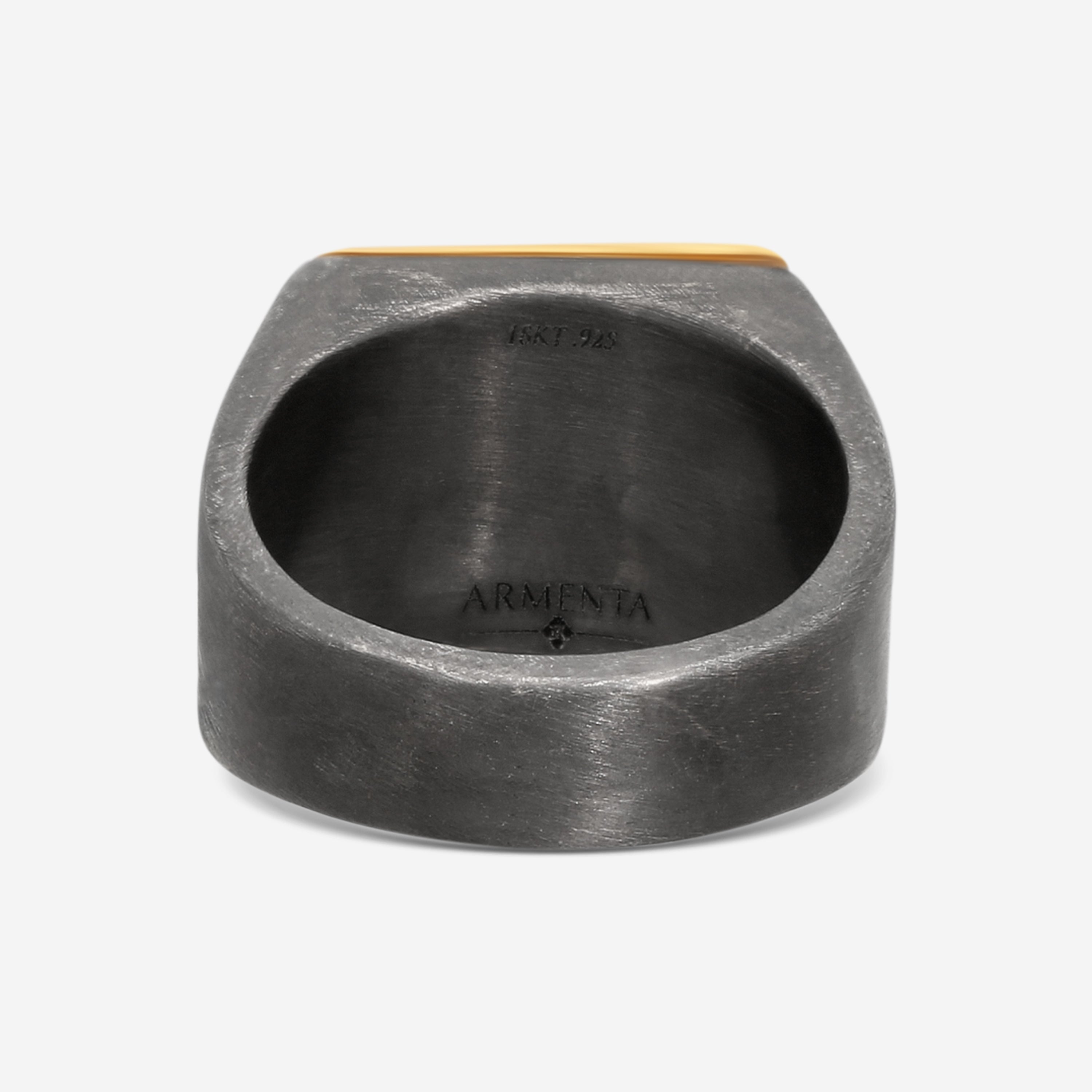 Armenta Romero 18K Yellow Gold & Grey Sterling Silver Champagne Diamond & Lapis Lazuli Statement Ring Sz. 10 20693