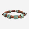 Armenta Romero 18K Yellow Gold, Grey Sterling Silver, Teal Patina & Brown Leather Grey Diamond Cord Bracelet 21232
