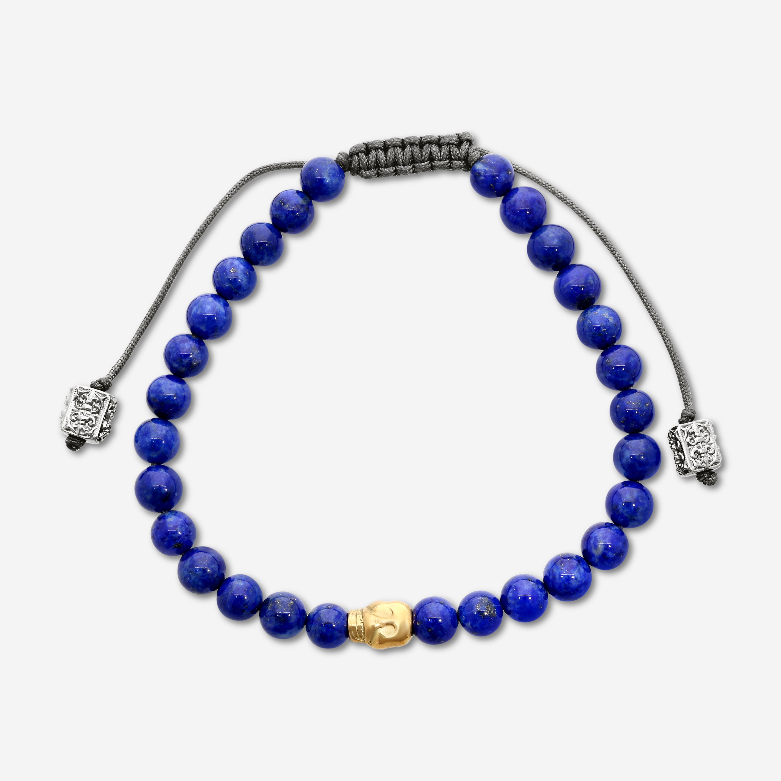 Armenta Romero 18K Yellow Gold Blue Lapis & Champagne Diamond Beaded Bracelet 21298