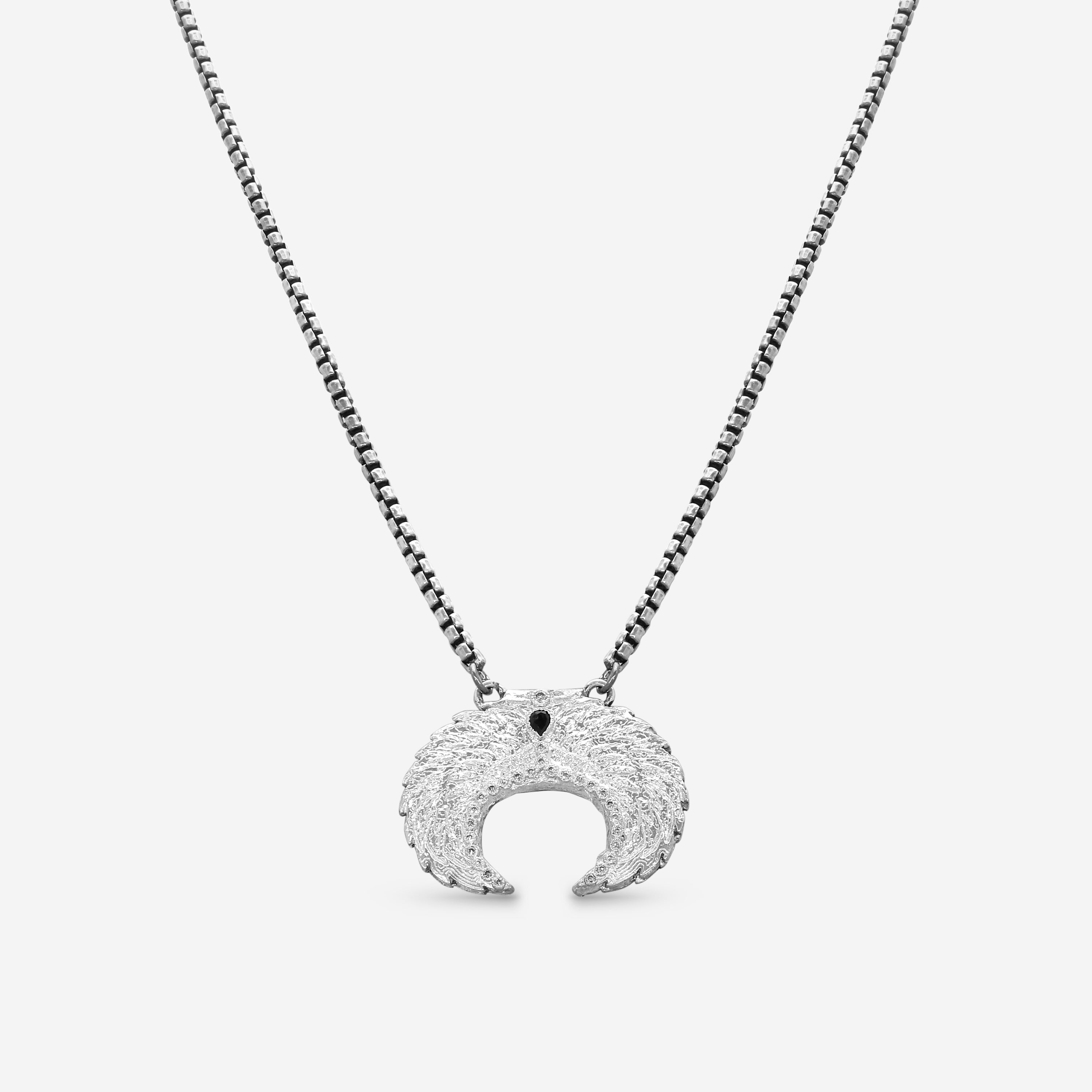 Armenta Romero Blackened Sterling Silver Champagne Diamond & Black Sapphire Pendant Necklace 21384