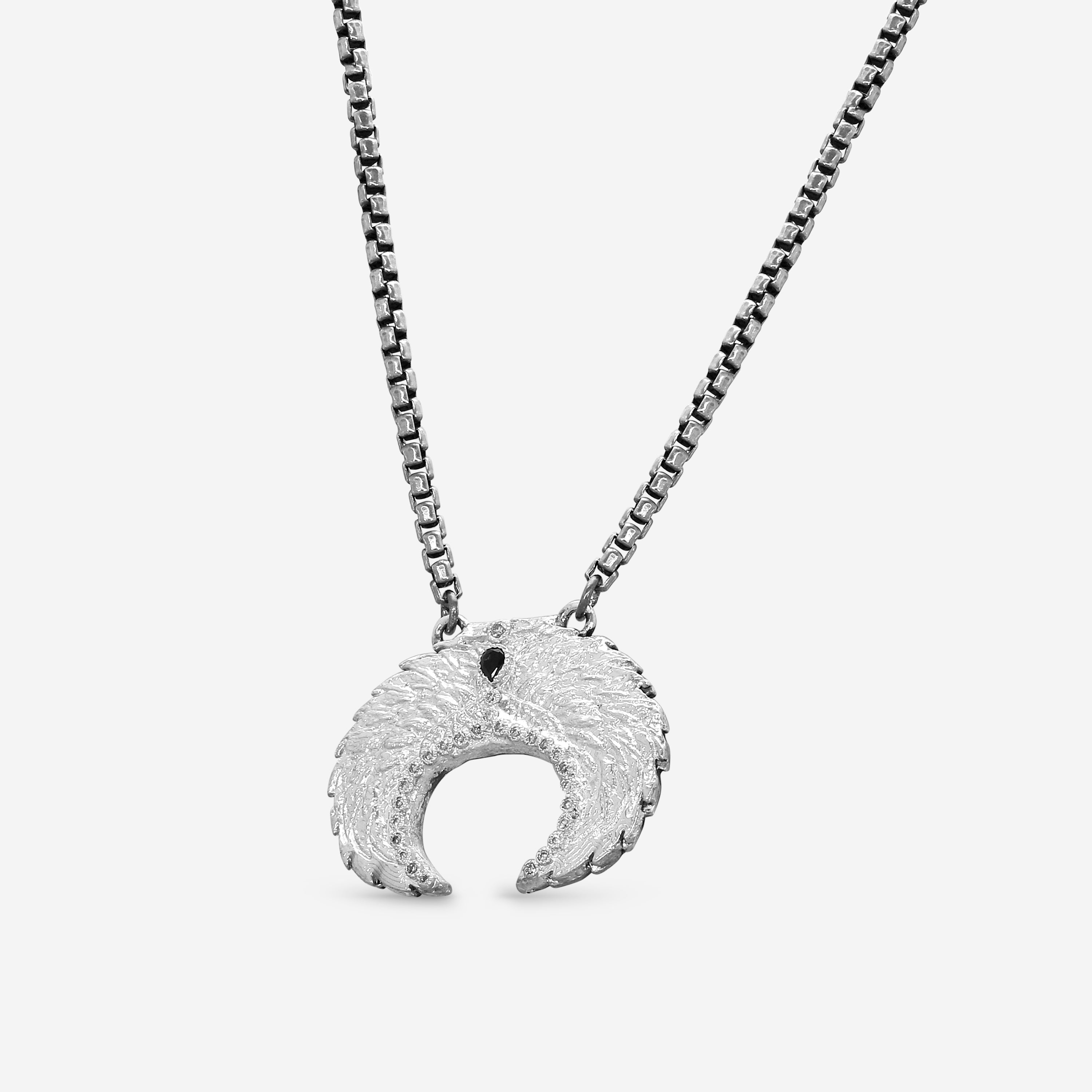 Armenta Romero Blackened Sterling Silver Champagne Diamond & Black Sapphire Pendant Necklace 21384