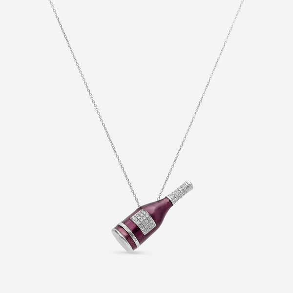 Roberto Coin 18K White Gold, Diamond and Amethyst Champagne Bottle Pendant Necklace 228080AW18AX - THE SOLIST