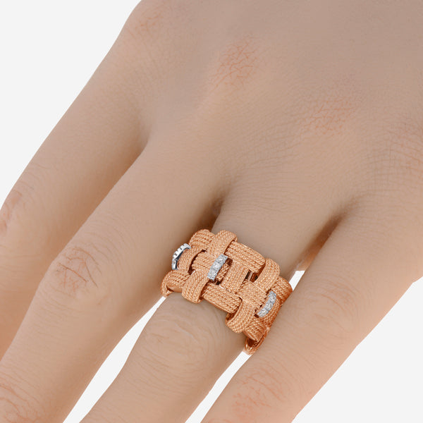 Roberto Coin La Magnifica 18K Rose & White Gold Diamond Ring sz 4.5 228399AH70D0