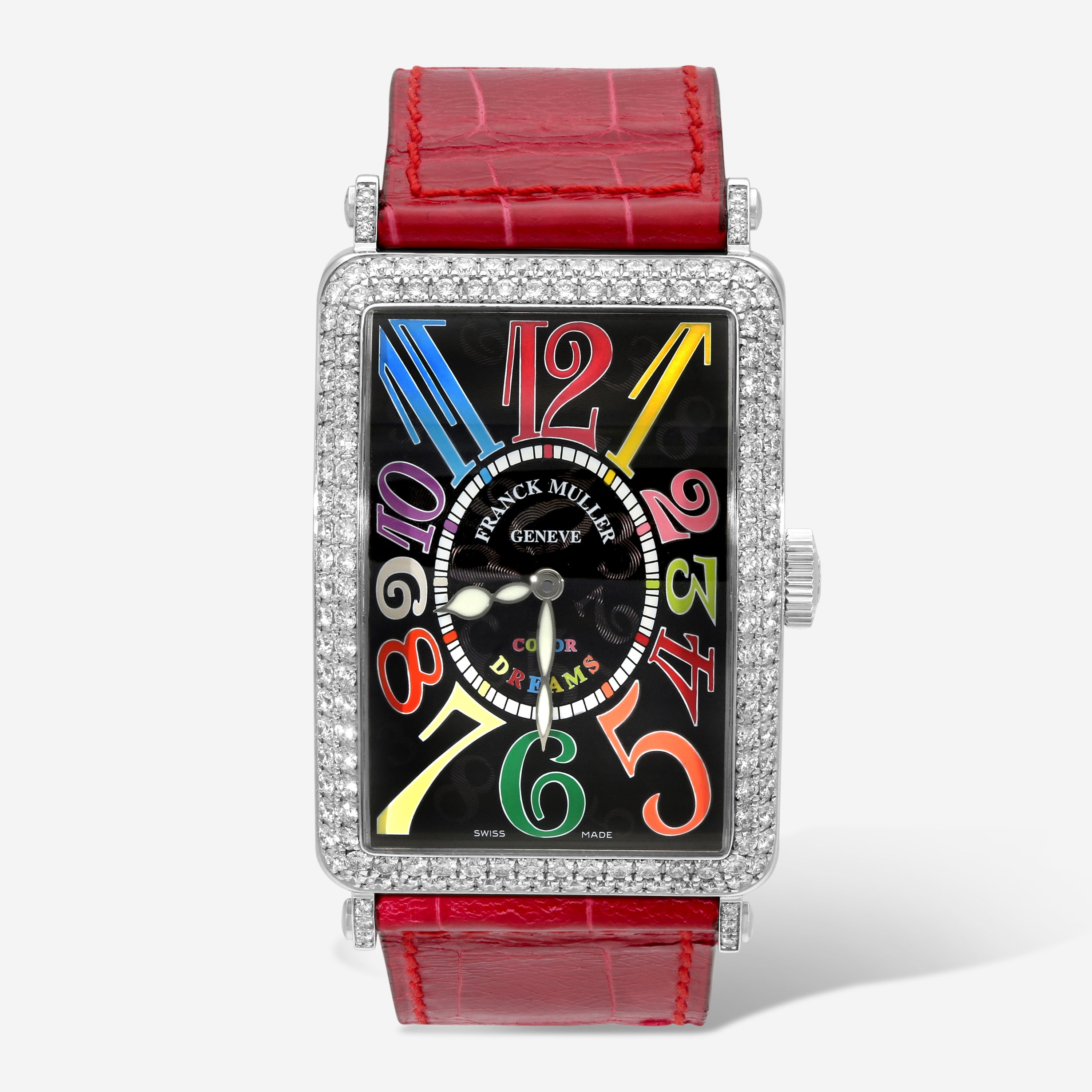 Franck Muller Long Island Color Dreams 18K White Gold Diamond Automatic Unisex Watch 1200SCD_Red - THE SOLIST