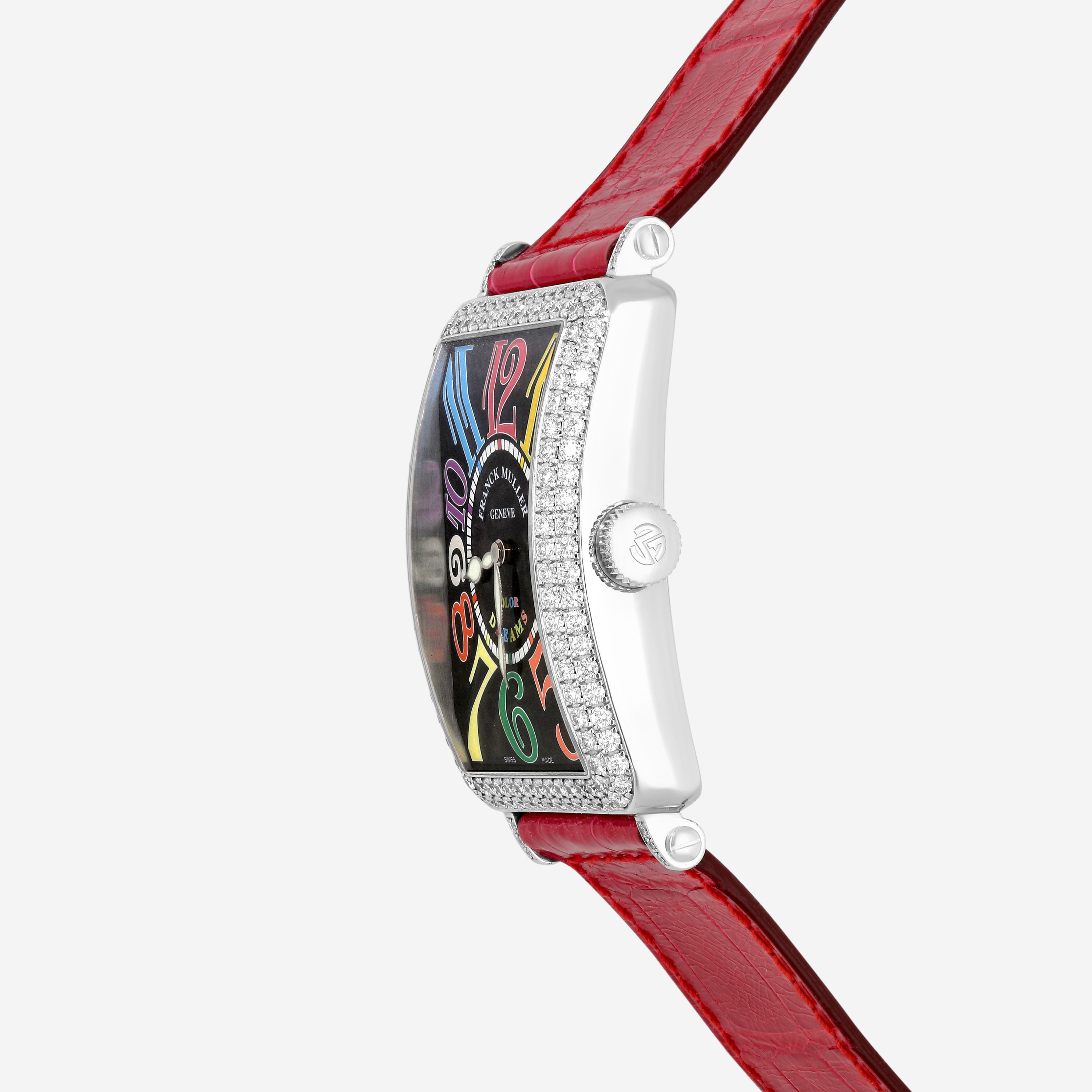 Franck Muller Long Island Color Dreams 18K White Gold Diamond Automatic Unisex Watch 1200SCD_Red - THE SOLIST