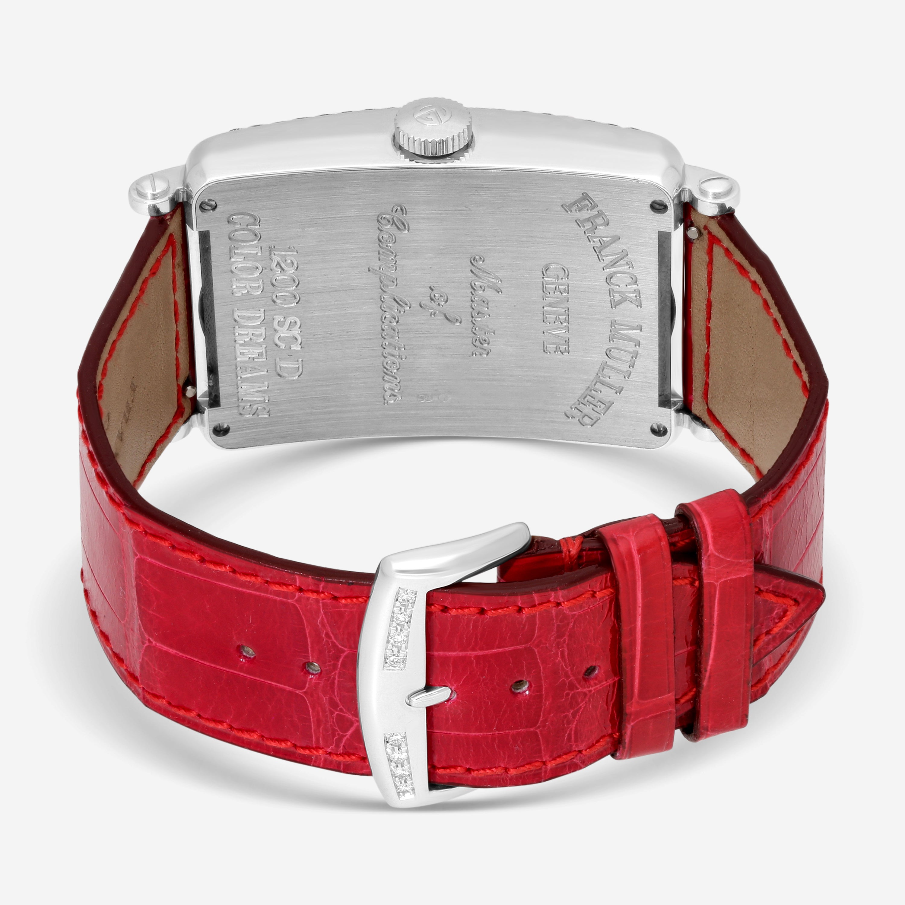 Franck Muller Long Island Color Dreams 18K White Gold Diamond Automatic Unisex Watch 1200SCD_Red - THE SOLIST